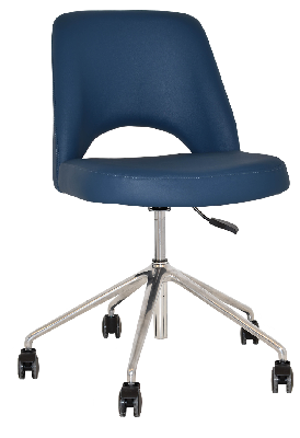 chair albury castor v2 polished alum - vinyl blue 