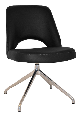 chair albury trestle v2 polished alum - vinyl black 
