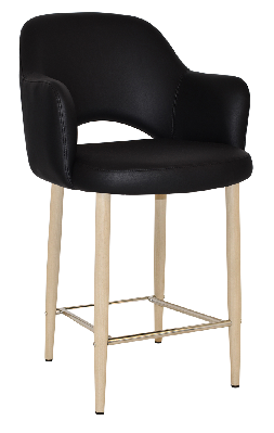 stool albury arm 650 metal birch - vinyl black 