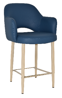 stool albury arm 650 metal birch - vinyl blue 