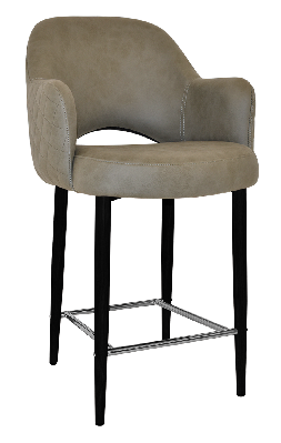 stool albury arm 650 metal black - pelle/benito sage 