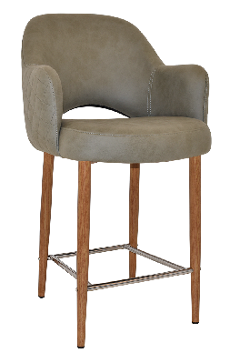 stool albury arm 650 metal light oak - pelle/benito sage 