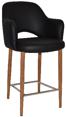 stool albury arm 650 metal light oak - vinyl black 