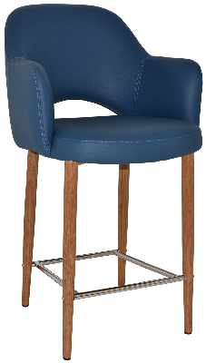 stool albury arm 650 metal light oak - vinyl blue 