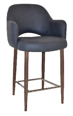stool albury arm 650 metal light walnut - pelle/benito navy 