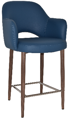 stool albury arm 650 metal light walnut - vinyl blue 