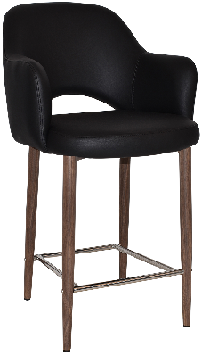 stool albury arm 650 metal light walnut - vinyl black 