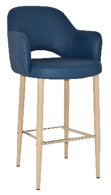 stool albury arm 750 metal birch - vinyl blue 