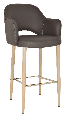 stool albury arm 750 metal birch - vinyl charcoal 