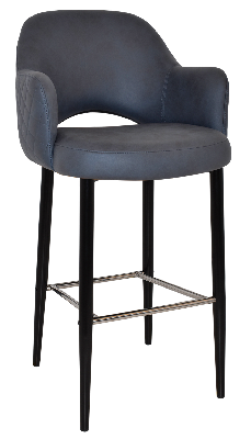 stool albury arm 750 metal black - pelle/benito navy 