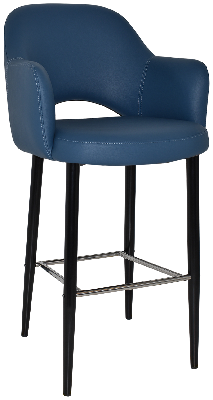 stool albury arm 750 metal black - vinyl blue 