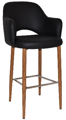 stool albury arm 750 metal light oak - vinyl black 