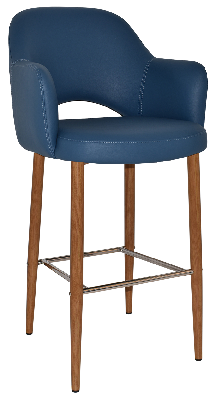 stool albury arm 750 metal light oak - vinyl blue 