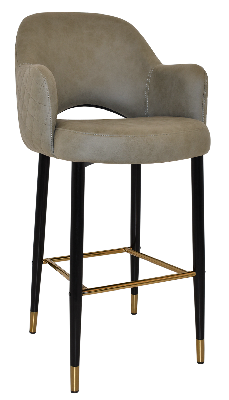 stool albury arm 750 metal black brass - pelle/benito sage 