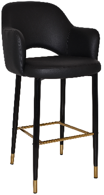 stool albury arm 750 metal black brass - vinyl black 