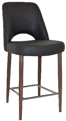 stool albury side 650 metal light walnut - pelle/benito onyx 