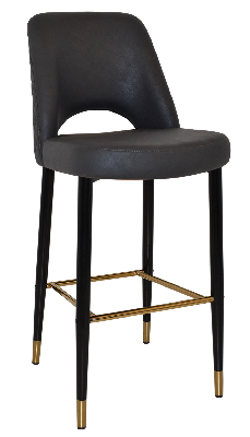 stool albury side 750 metal black brass - pelle/benito onyx 