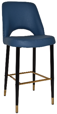 stool albury side 750 metal black brass - vinyl blue 