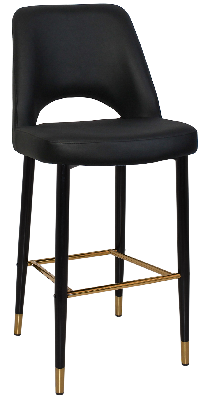 stool albury side 750 metal black brass - vinyl black 