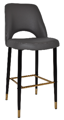 stool albury side 750 metal black brass - vinyl charcoal 