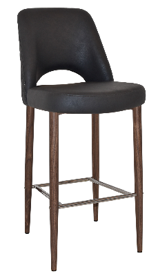 stool albury side 750 metal light walnut - pelle/benito onyx 