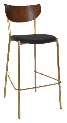 stool marco brass - light walnut - vinyl black 