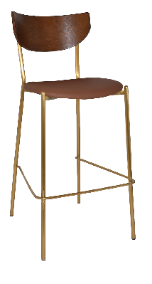 stool marco brass - light walnut - vinyl tan 