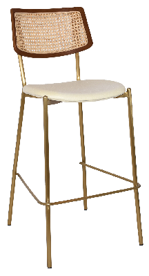 stool texas brass - rattan light walnut - unupholstered 