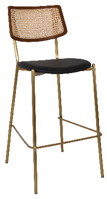 stool texas brass - rattan light walnut - vinyl black 