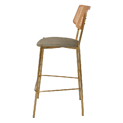 stool texas brass - rattan natural - pelle sage 