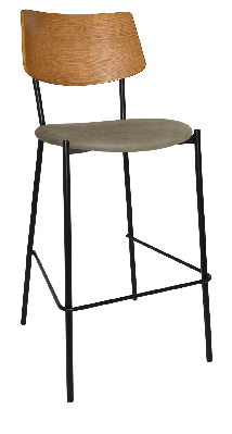 stool texas black - light oak - pelle sage 