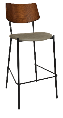 stool texas black - light walnut - pelle sage 