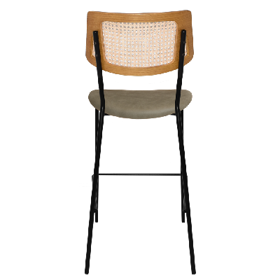 stool texas black - rattan light oak - pelle sage 