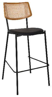 stool texas black - rattan light oak - vinyl black 