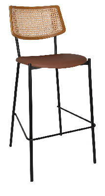 stool texas black - rattan light oak - vinyl tan 