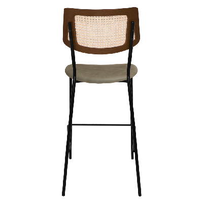 stool texas black - rattan light walnut - pelle sage 
