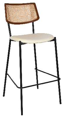 stool texas black - rattan light walnut - unupholstered 