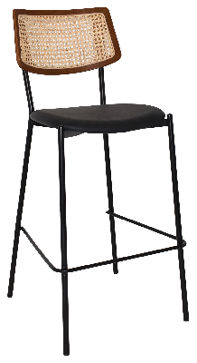 stool texas black - rattan light walnut - vinyl black 
