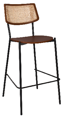 stool texas black - rattan light walnut 