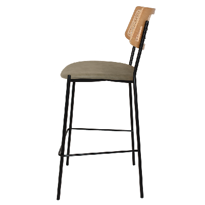 stool texas black - rattan natural - pelle sage 