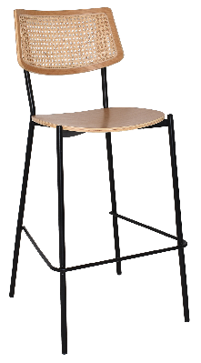 stool texas black - rattan natural 