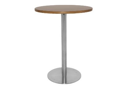prague bar table 540 d with stainless steel #201 base and light oak top 800 dia