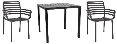 2 seat (3 piece) outdoor dining setting - table cube 800mm anthracite with 2 x doga arm chair anthracite