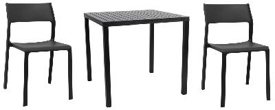 2 seat (3 piece) outdoor dining setting - table cube 800mm anthracite with 2 x trill chair anthracite