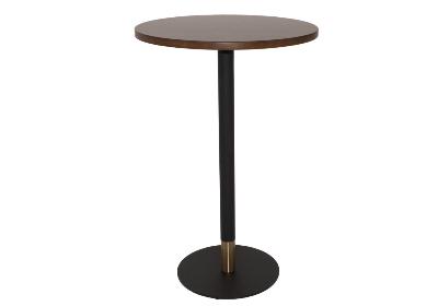 tivoli bar table 450 d with black mild steel base with brass collar and walnut top 700 dia