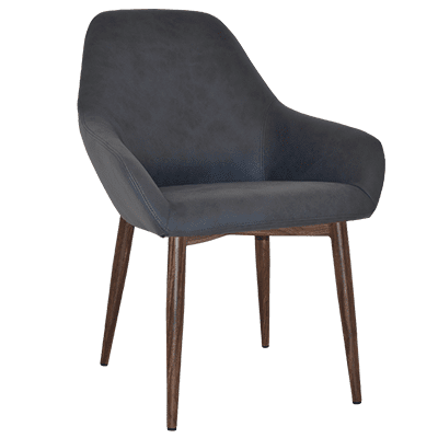 bronte tub armchair - pelle navy - light walnut steel 