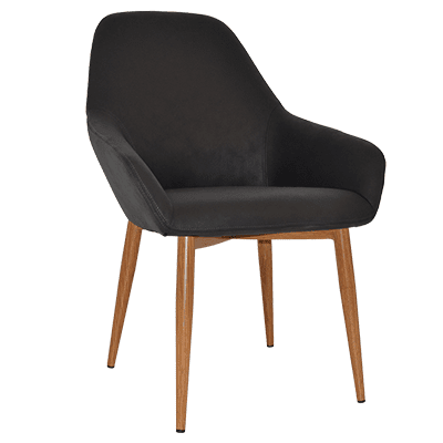 bronte tub armchair - pelle onyx - light oak steel 