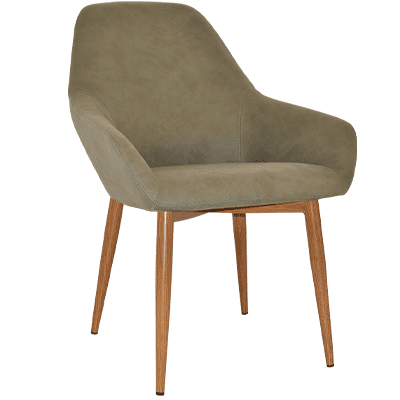 bronte tub armchair - pelle sage - light oak steel 