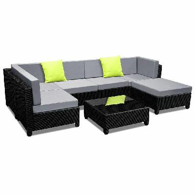 7pc sofa set outdoor furniture lounge setting wicker couches garden patio pool 