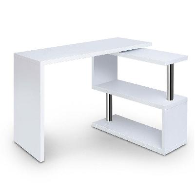 new rotary corner desk with bookshelf - white